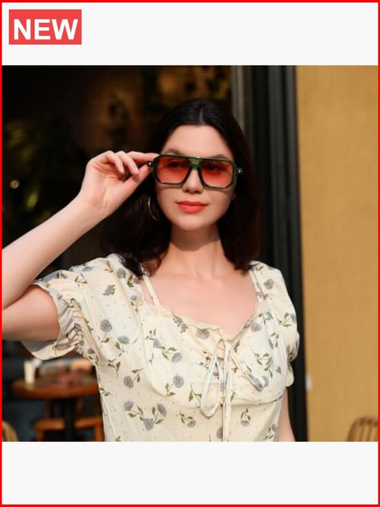 Square Retro Aviator Sunglasses with UV400 Protection main image 5